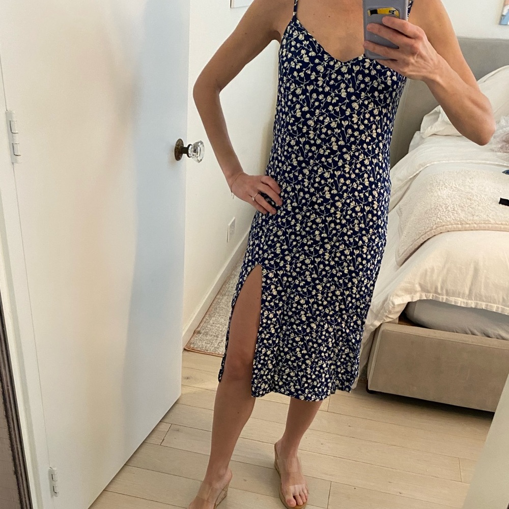Blue and white floral reformation midi dress